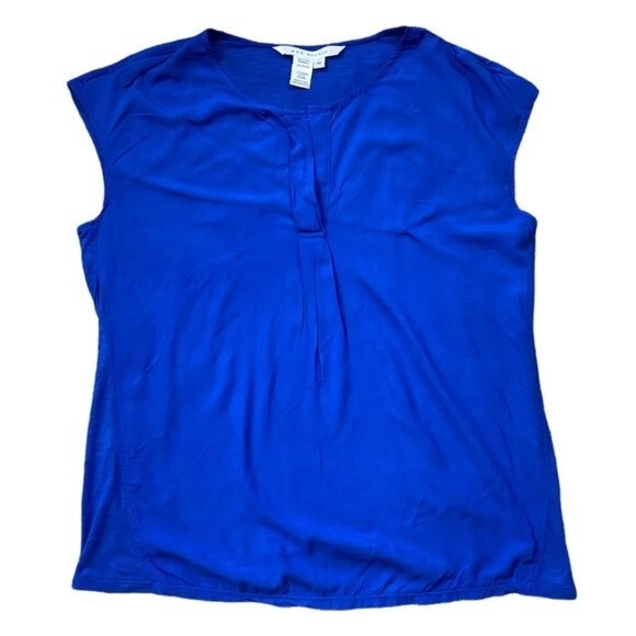 Max Studio Women's Top Sz M Blue Short Sleeve Casual Rayon Blouse - Picture 1 of 9